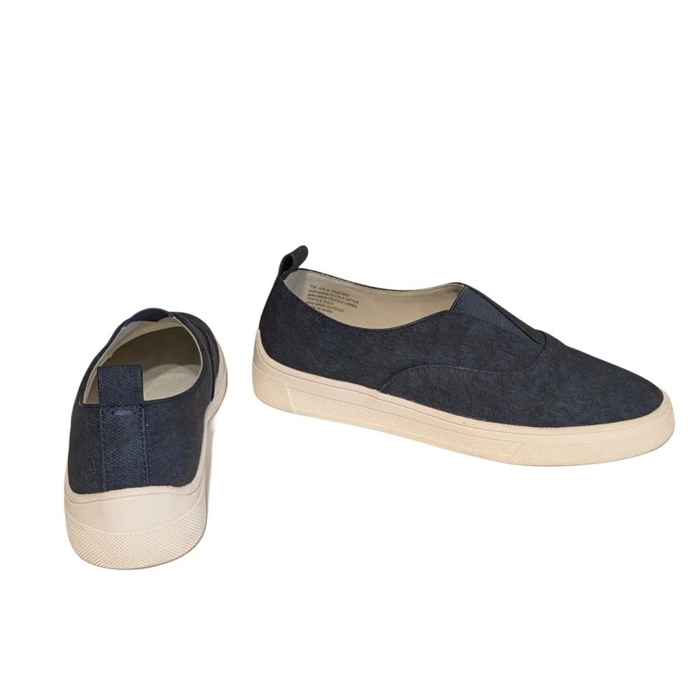 Kensie Navy and Cream Slip-On Canvas Sneakers